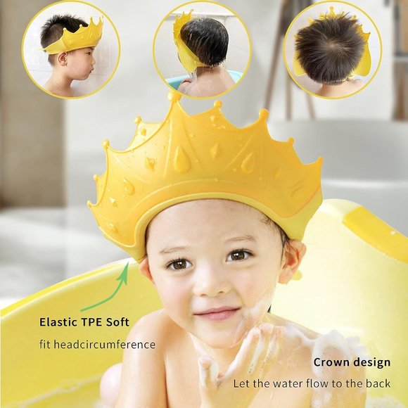 Baby Shower Cap Shield Bathing Cap Safe Silicone Protection Bath Cap Crown - NEW - Picture 5 of 7